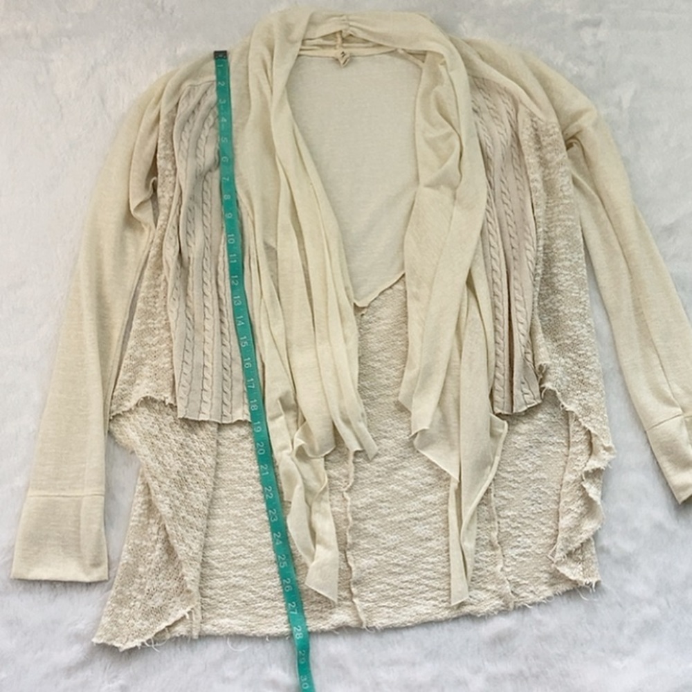 Anthropologie Cream Tiny Open Front Drape Cardiga… - image 3